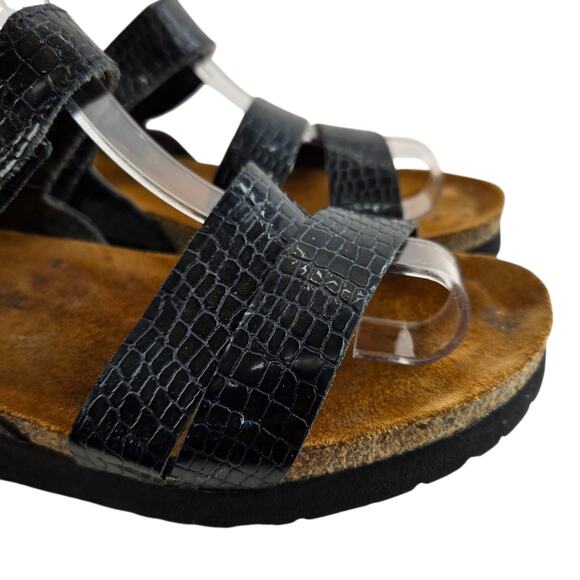 Naot Kayla Sandals Womens 8 8.5 39 Black Reptile Embossed Adjustable Straps - Picture 3 of 11